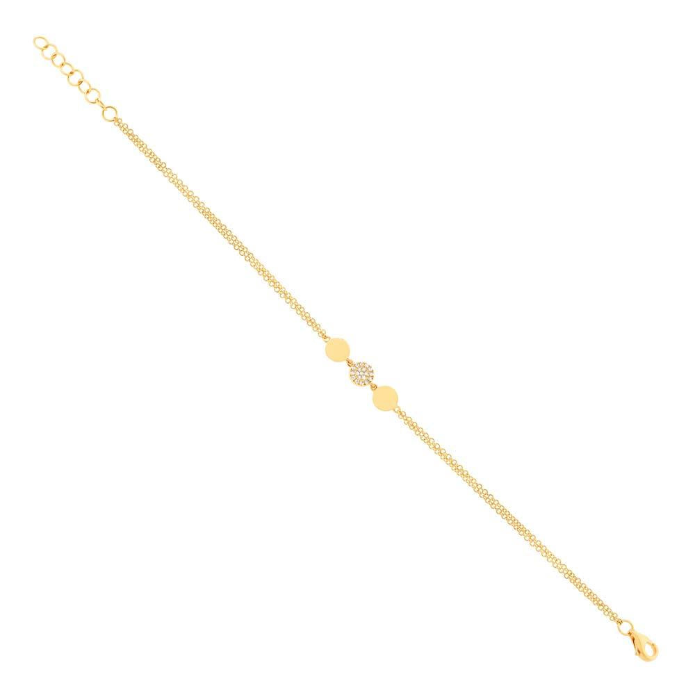14k Yellow Gold Diamond Pave Circle Bracelet - 0.05ct