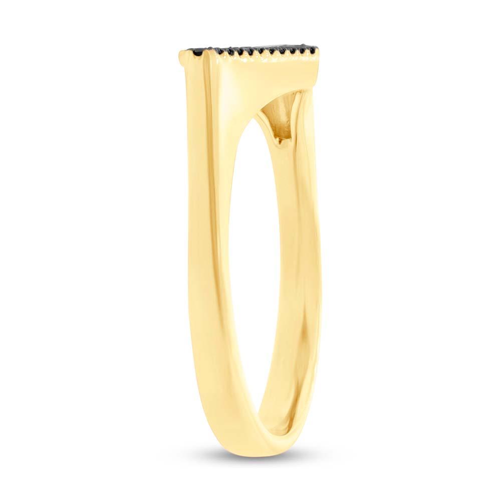 14k Yellow Gold Black Diamond Pave Lady's Ring - 0.25ct