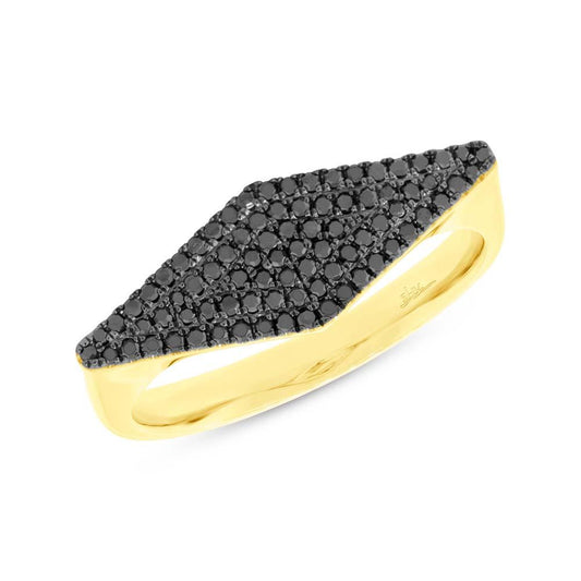 14k Yellow Gold Black Diamond Pave Lady's Ring - 0.25ct