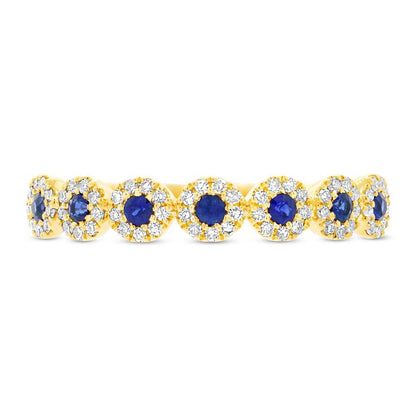 Diamond & 0.20ct Blue Sapphire 14k Yellow Gold Lady's Band