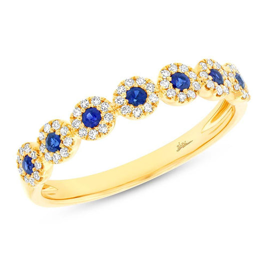 Diamond & 0.20ct Blue Sapphire 14k Yellow Gold Lady's Band
