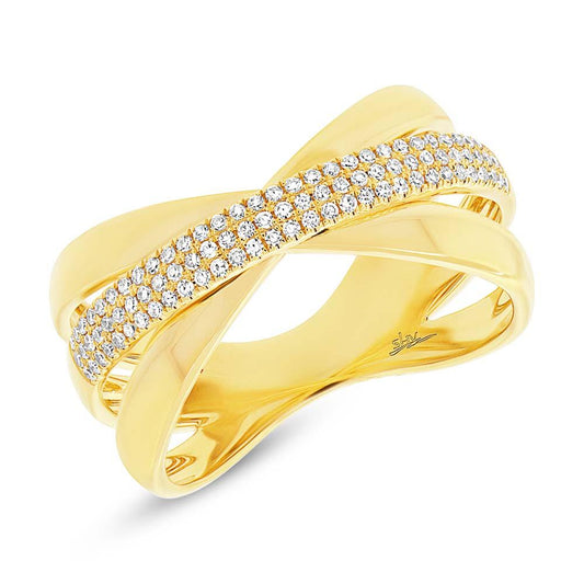 14k Yellow Gold Diamond Pave Ring - 0.24ct