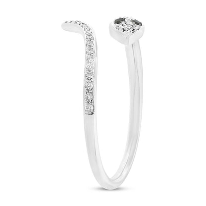 Black & White Diamond 14k White Gold Snake Ring - 0.20ct