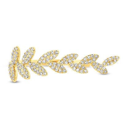 14k Yellow Gold Diamond Leaf Lady's Ring - 0.31ct