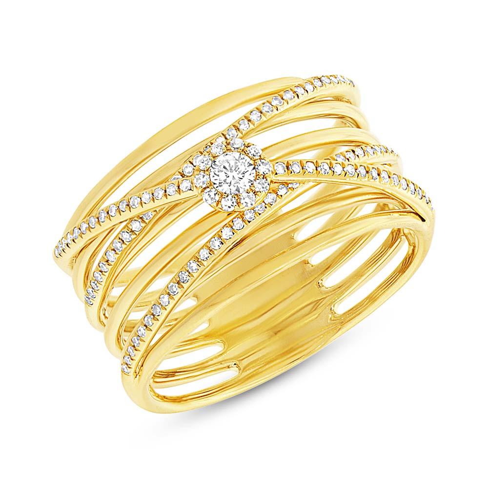 14k Yellow Gold Diamond Bridge Lady's Ring - 0.27ct