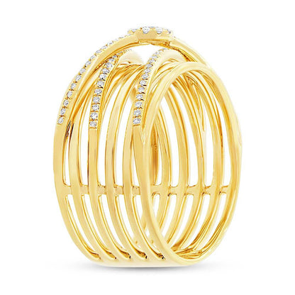 14k Yellow Gold Diamond Bridge Lady's Ring - 0.27ct