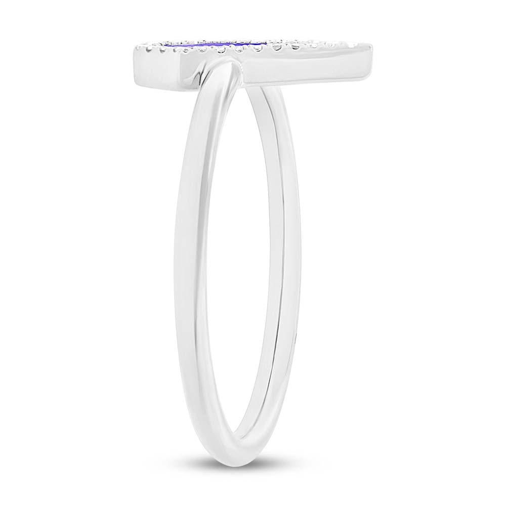 Diamond & 0.32ct Lapis 14k White Gold Lady's Ring - 0.06ct