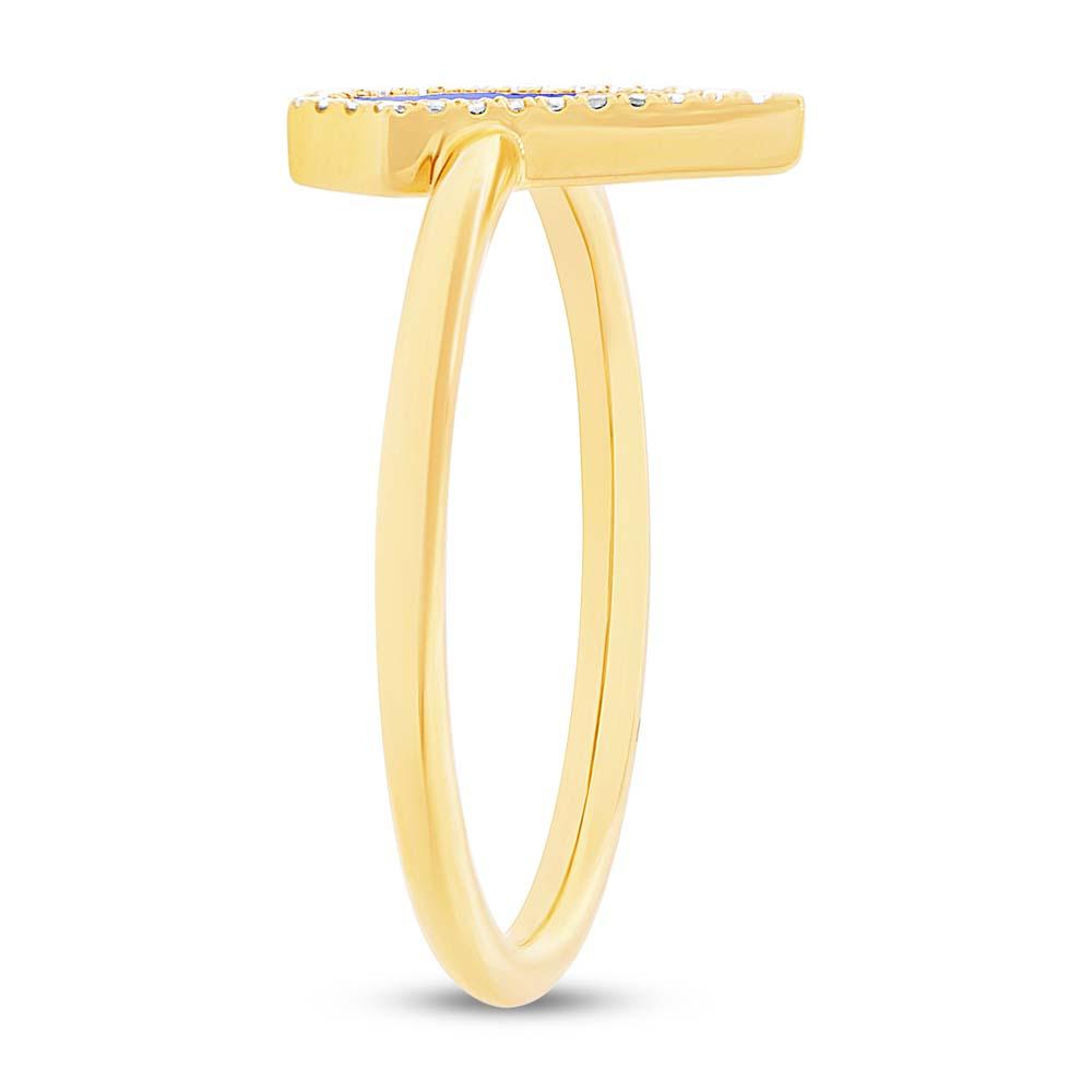 Diamond & 0.32ct Lapis 14k Yellow Gold Lady's Ring - 0.06ct