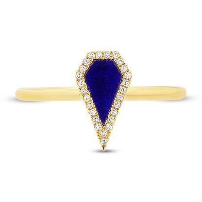 Diamond & 0.32ct Lapis 14k Yellow Gold Lady's Ring - 0.06ct