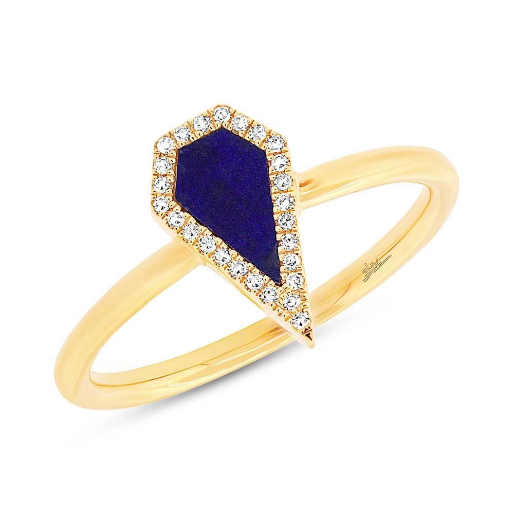 Diamond & 0.32ct Lapis 14k Yellow Gold Lady's Ring - 0.06ct