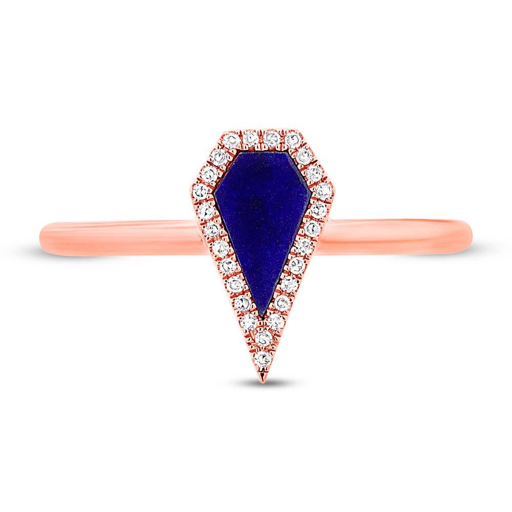 Diamond & 0.32ct Lapis 14k Rose Gold Lady's Ring - 0.06ct