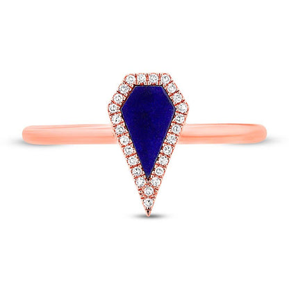 Diamond & 0.32ct Lapis 14k Rose Gold Lady's Ring - 0.06ct
