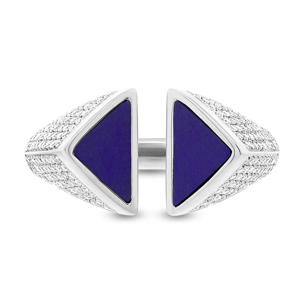 Diamond & 0.86ct Lapis 14k White Gold Lady's Ring - 0.42ct