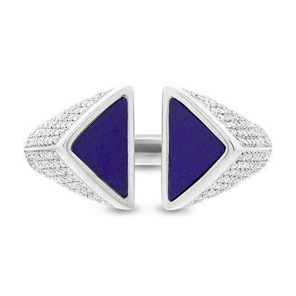 Diamond & 0.86ct Lapis 14k White Gold Lady's Ring - 0.42ct