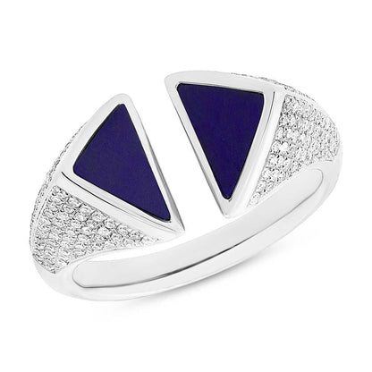 Diamond & 0.86ct Lapis 14k White Gold Lady's Ring - 0.42ct
