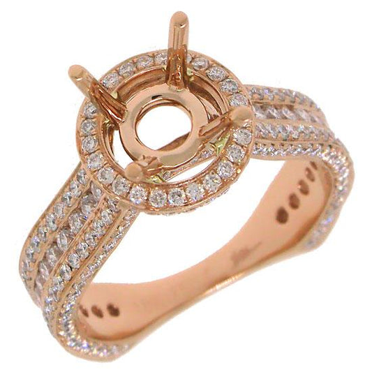 18k Rose Gold Diamond Semi-mount Ring - 1.60ct