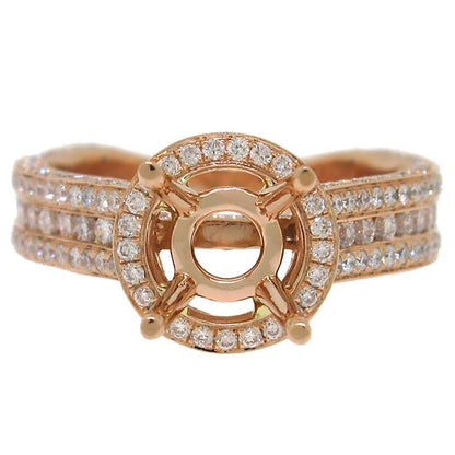 18k Rose Gold Diamond Semi-mount Ring - 1.60ct