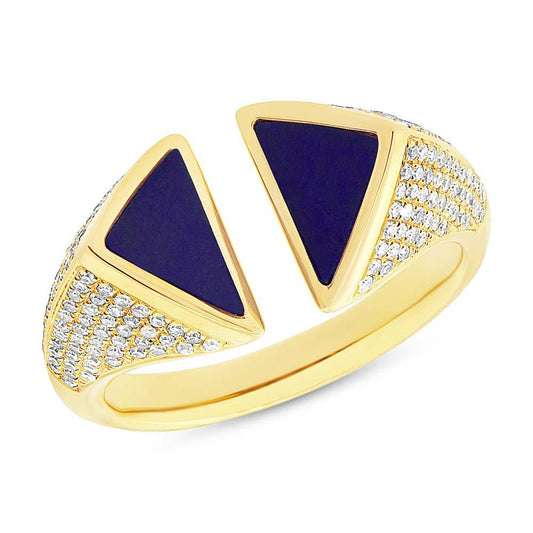 Diamond & 0.86ct Lapis 14k Yellow Gold Lady's Ring - 0.42ct