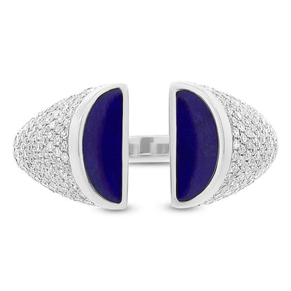 Diamond & 1.10ct Lapis 14k White Gold Lady's Ring - 0.50ct