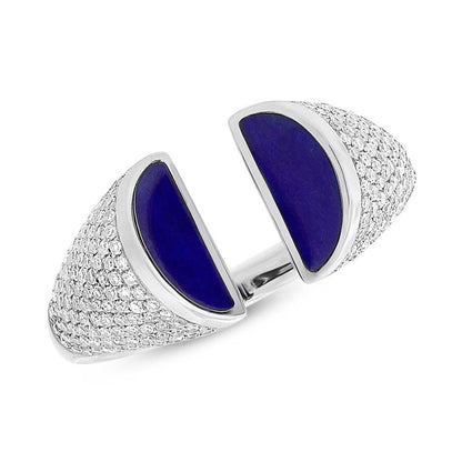 Diamond & 1.10ct Lapis 14k White Gold Lady's Ring - 0.50ct