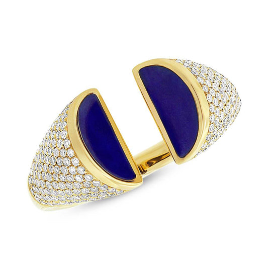Diamond & 1.10ct Lapis 14k Yellow Gold Lady's Ring - 0.50ct
