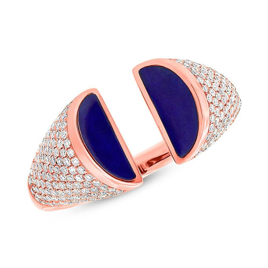 Diamond & 1.10ct Lapis 14k Rose Gold Lady's Ring - 0.50ct