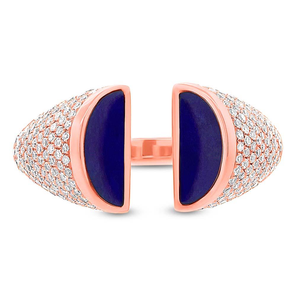 Diamond & 1.10ct Lapis 14k Rose Gold Lady's Ring - 0.50ct