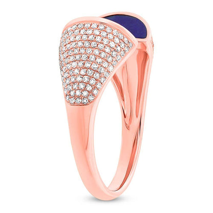 Diamond & 1.10ct Lapis 14k Rose Gold Lady's Ring - 0.50ct