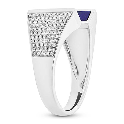 Diamond & 0.92ct Lapis 14k White Gold Lady's Ring - 0.38ct