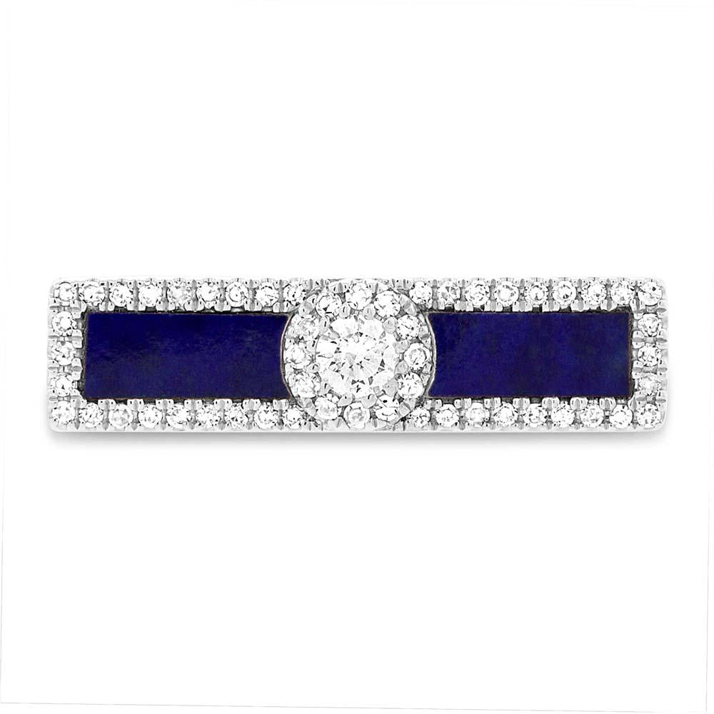 Diamond & 0.48ct Lapis 14k White Gold Lady's Ring - 0.21ct
