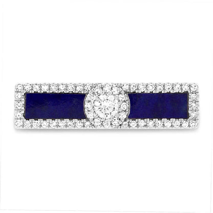 Diamond & 0.48ct Lapis 14k White Gold Lady's Ring - 0.21ct