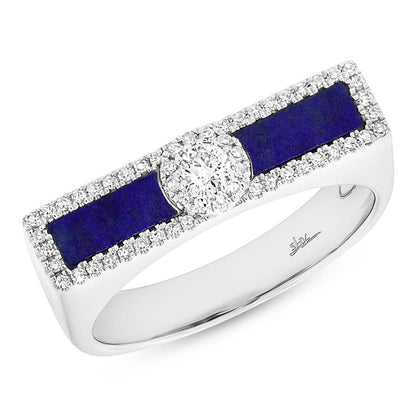 Diamond & 0.48ct Lapis 14k White Gold Lady's Ring - 0.21ct
