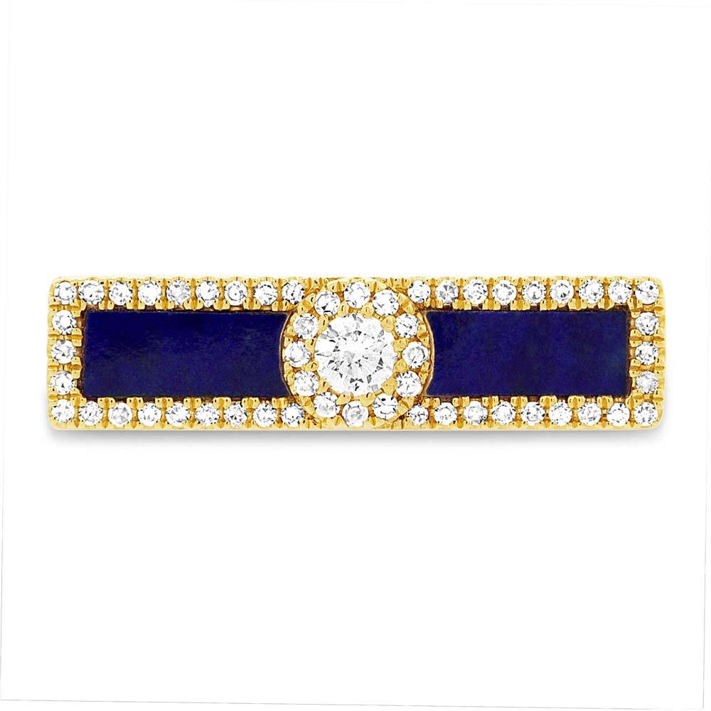 Diamond & 0.48ct Lapis 14k Yellow Gold Lady's Ring - 0.21ct