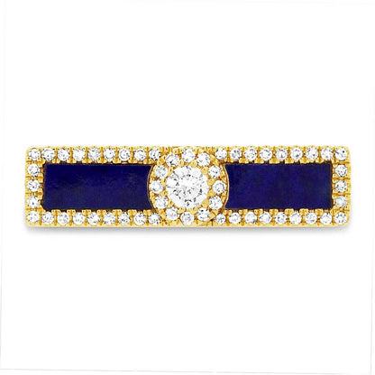 Diamond & 0.48ct Lapis 14k Yellow Gold Lady's Ring - 0.21ct