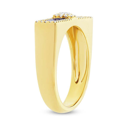 Diamond & 0.48ct Lapis 14k Yellow Gold Lady's Ring - 0.21ct