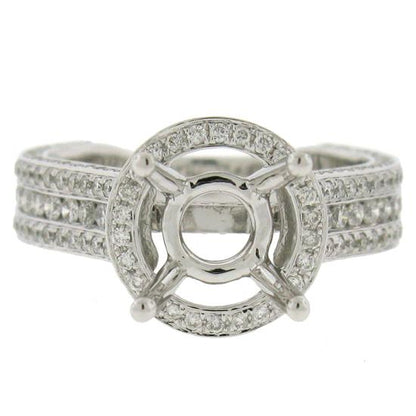 18k White Gold Diamond Semi-mount Ring Size 7 - 1.60ct