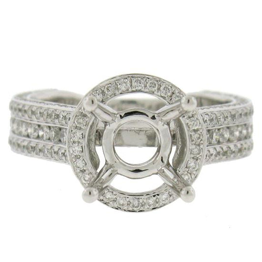 18k White Gold Diamond Semi-mount Ring Size 7 - 1.60ct