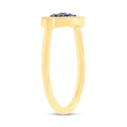 Diamond & 0.62ct Blue Sapphire & Composite Turquoise 14k Yellow Gold Eye Ring