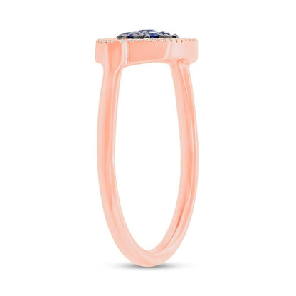 Diamond & 0.62ct Blue Sapphire & Composite Turquoise 14k Rose Gold Eye Ring