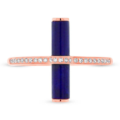 Diamond & 1.04ct Lapis 14k Rose Gold Lady's Ring - 0.08ct