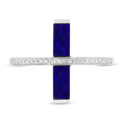 Diamond & 1.72ct Lapis 14k White Gold Lady's Ring - 0.09ct