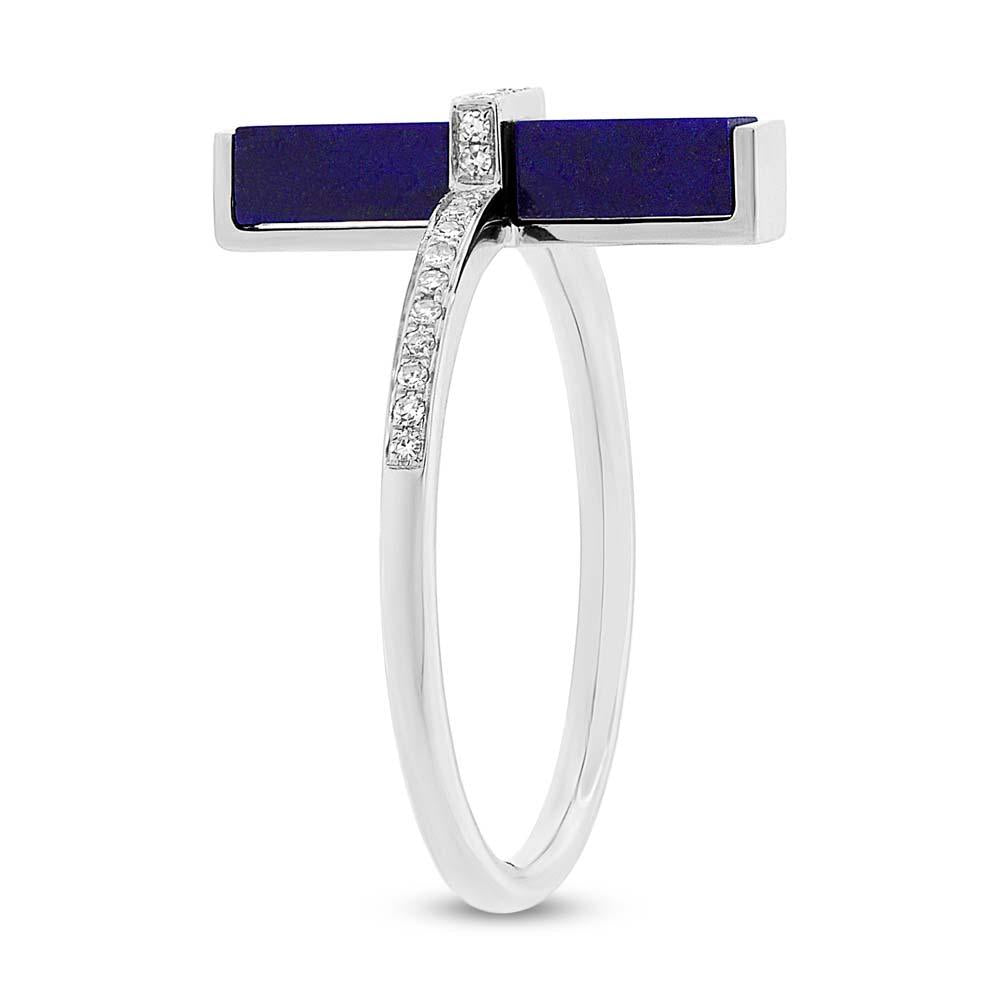 Diamond & 1.72ct Lapis 14k White Gold Lady's Ring - 0.09ct
