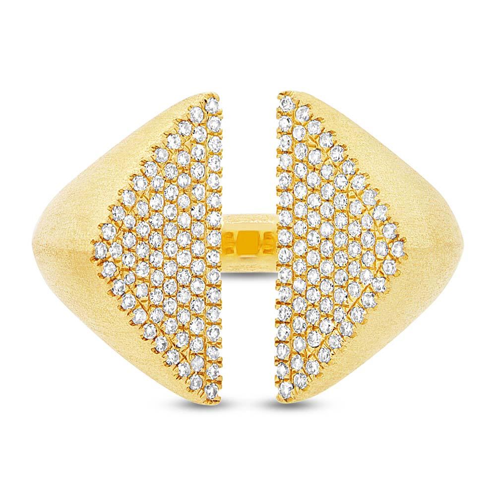 14k Yellow Gold Diamond Pave Lady's Ring - 0.38ct