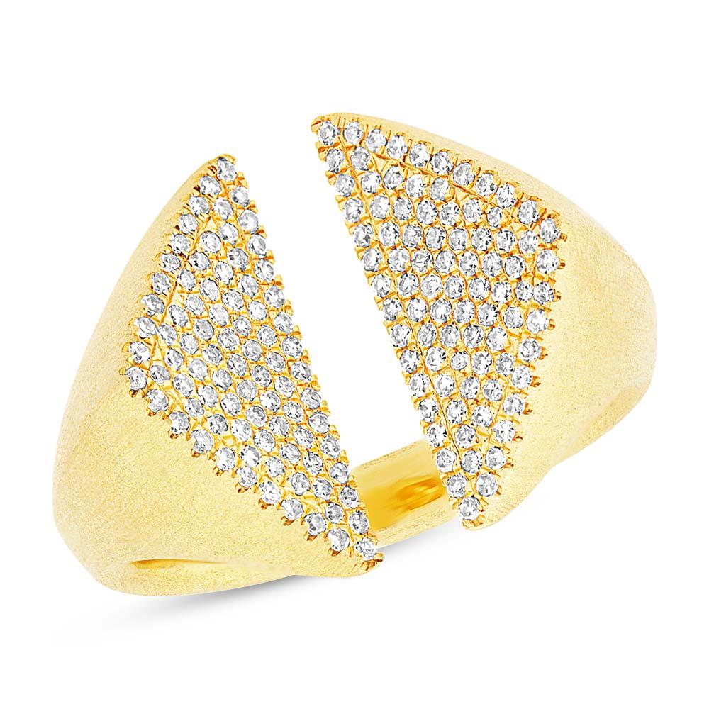 14k Yellow Gold Diamond Pave Lady's Ring - 0.38ct