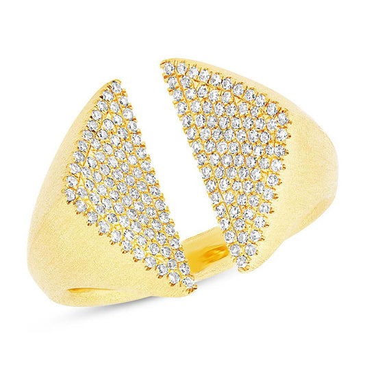14k Yellow Gold Diamond Pave Lady's Ring - 0.38ct