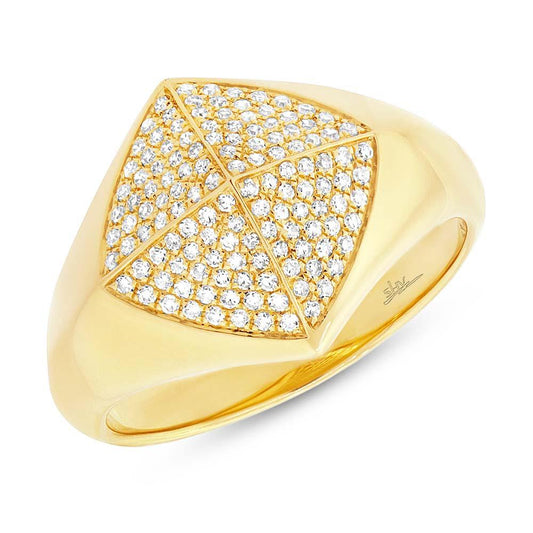 14k Yellow Gold Diamond Pave Lady's Ring - 0.35ct