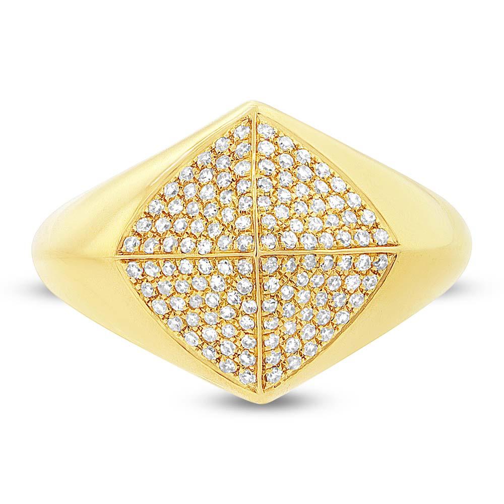 14k Yellow Gold Diamond Pave Lady's Ring - 0.35ct