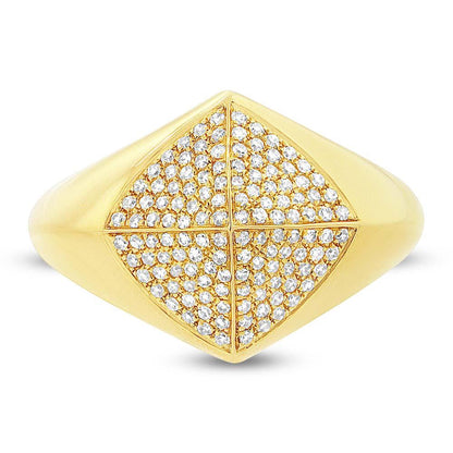 14k Yellow Gold Diamond Pave Lady's Ring - 0.35ct