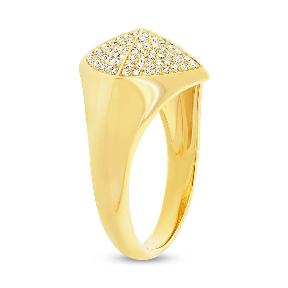 14k Yellow Gold Diamond Pave Lady's Ring - 0.35ct