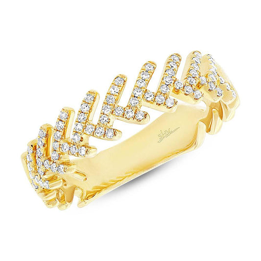 14k Yellow Gold Diamond Leaf Ring - 0.20ct